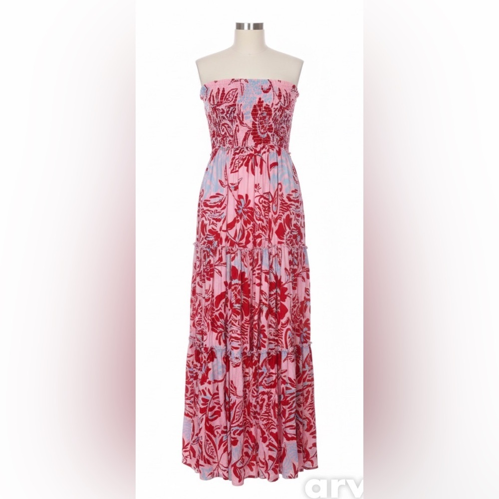 Abel the Label Floral Maxi Dress in Red and Pink